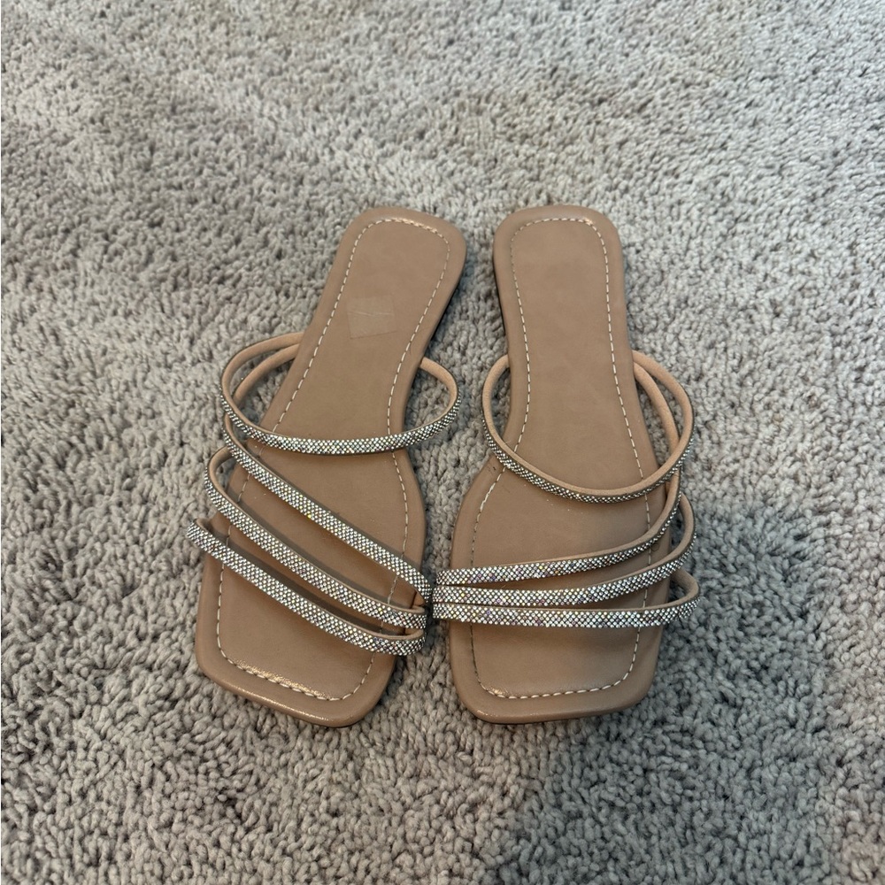 Rhinestone Square Toe Sandal